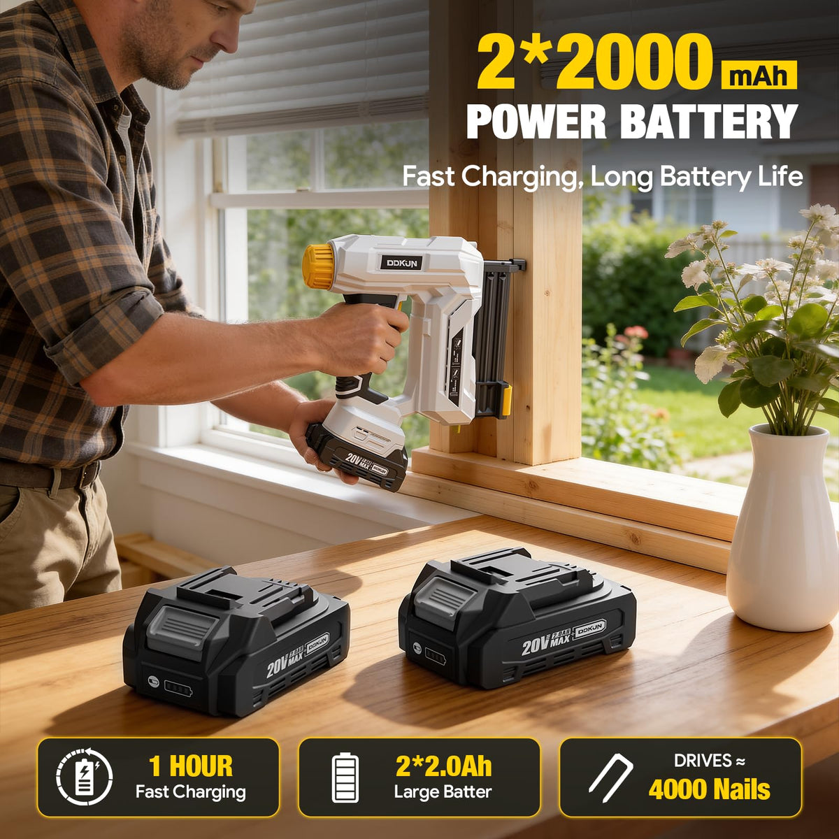 2-in-1 Cordless Brad Nailer Staple Gun with 2 batteries & Charger D59735