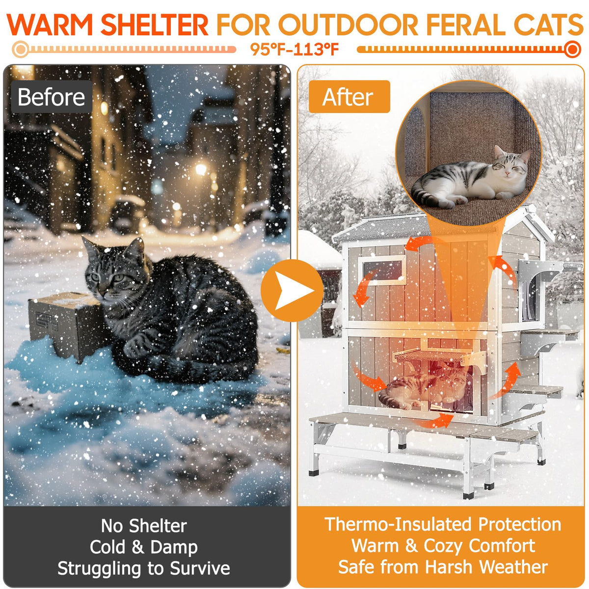 Insulated Outdoor Multi-Level Cat House I640