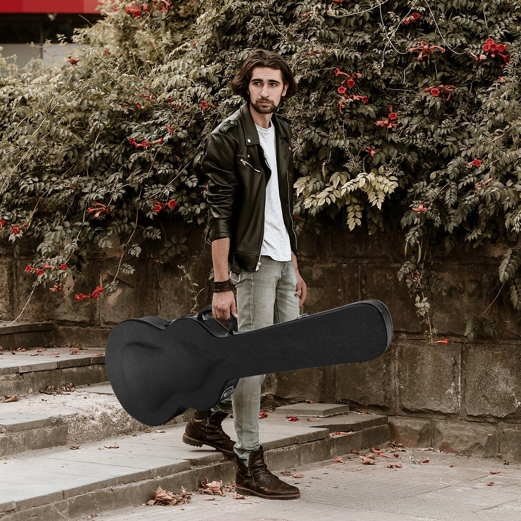 42-Inch Hard Electric Guitar Case with Lock Latch, Black Z493