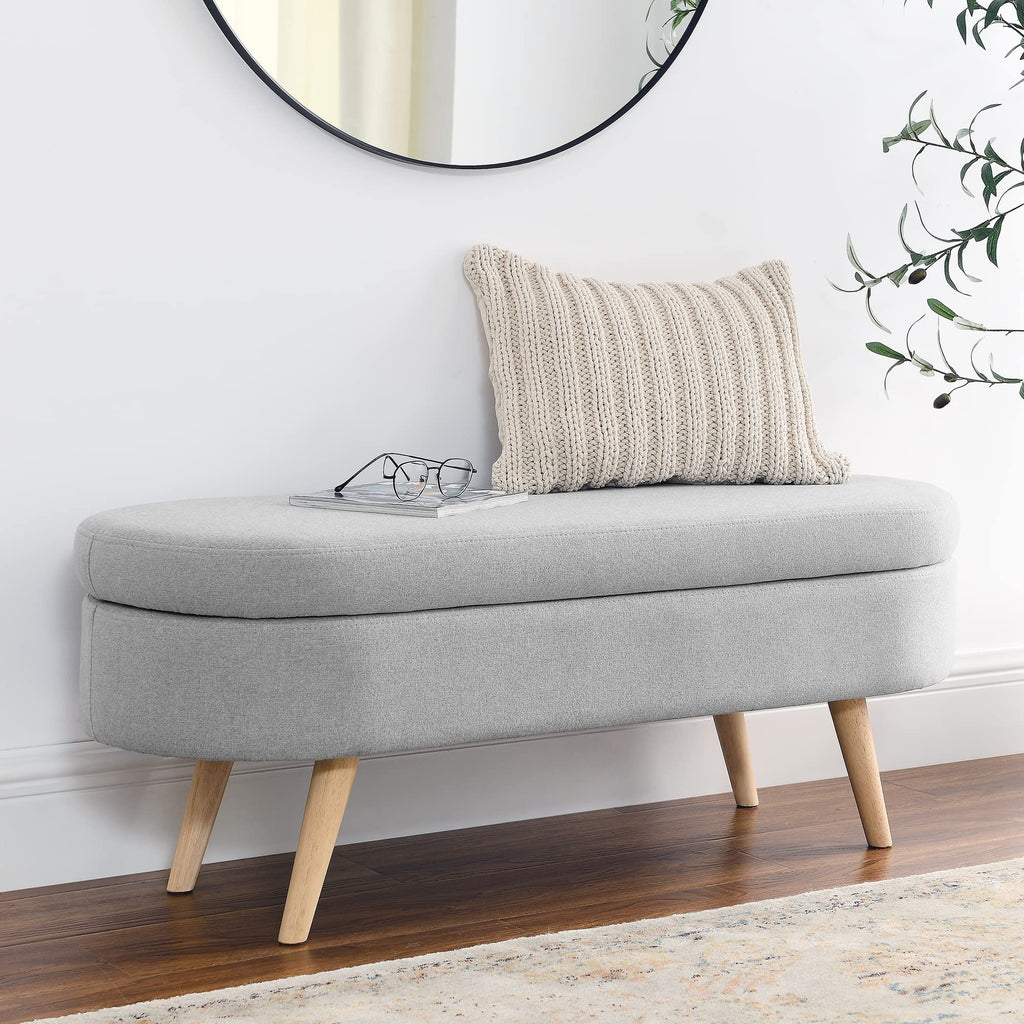 Oval Storage Bench with Rubber Wood Legs Z39340