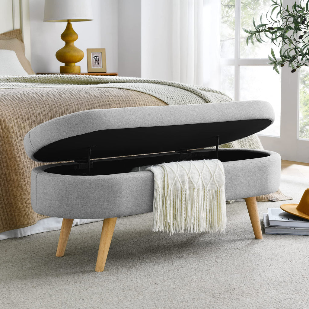Oval Storage Bench with Rubber Wood Legs Z39340