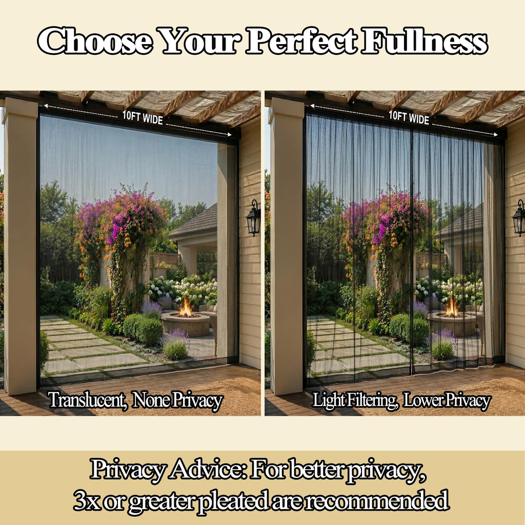 Black Mesh Mosquito Netting Curtains, 2 Panels D448489