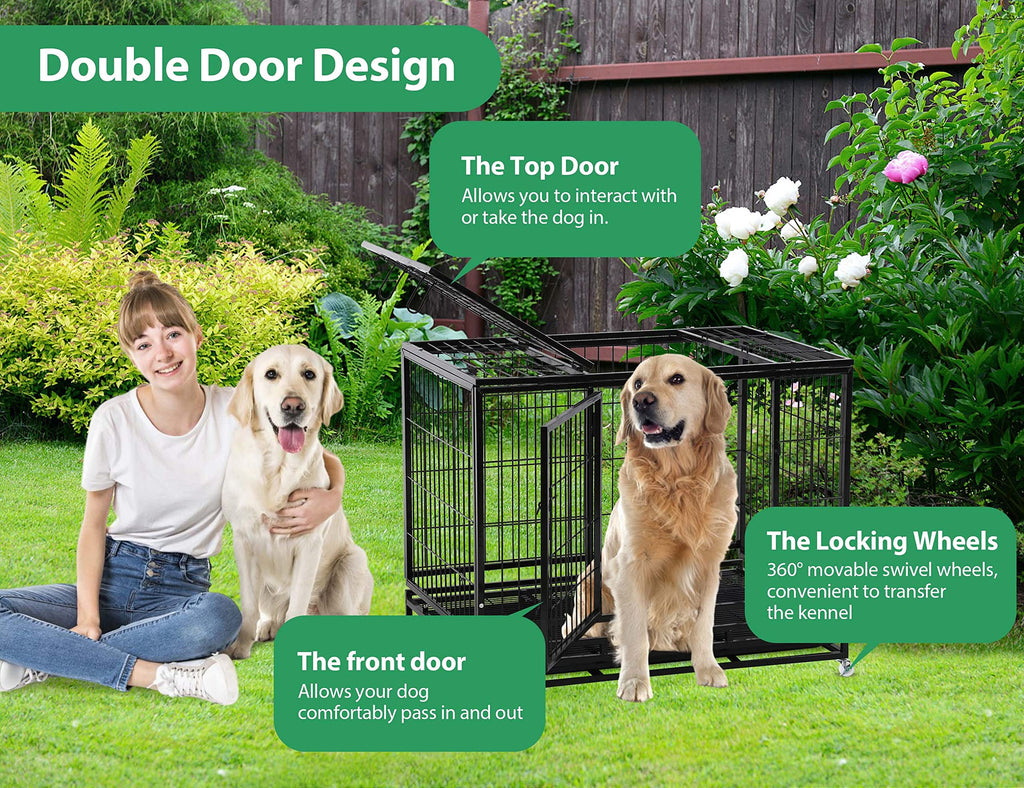 48'' Heavy Duty Metal Dog Crate with Wheels D762070