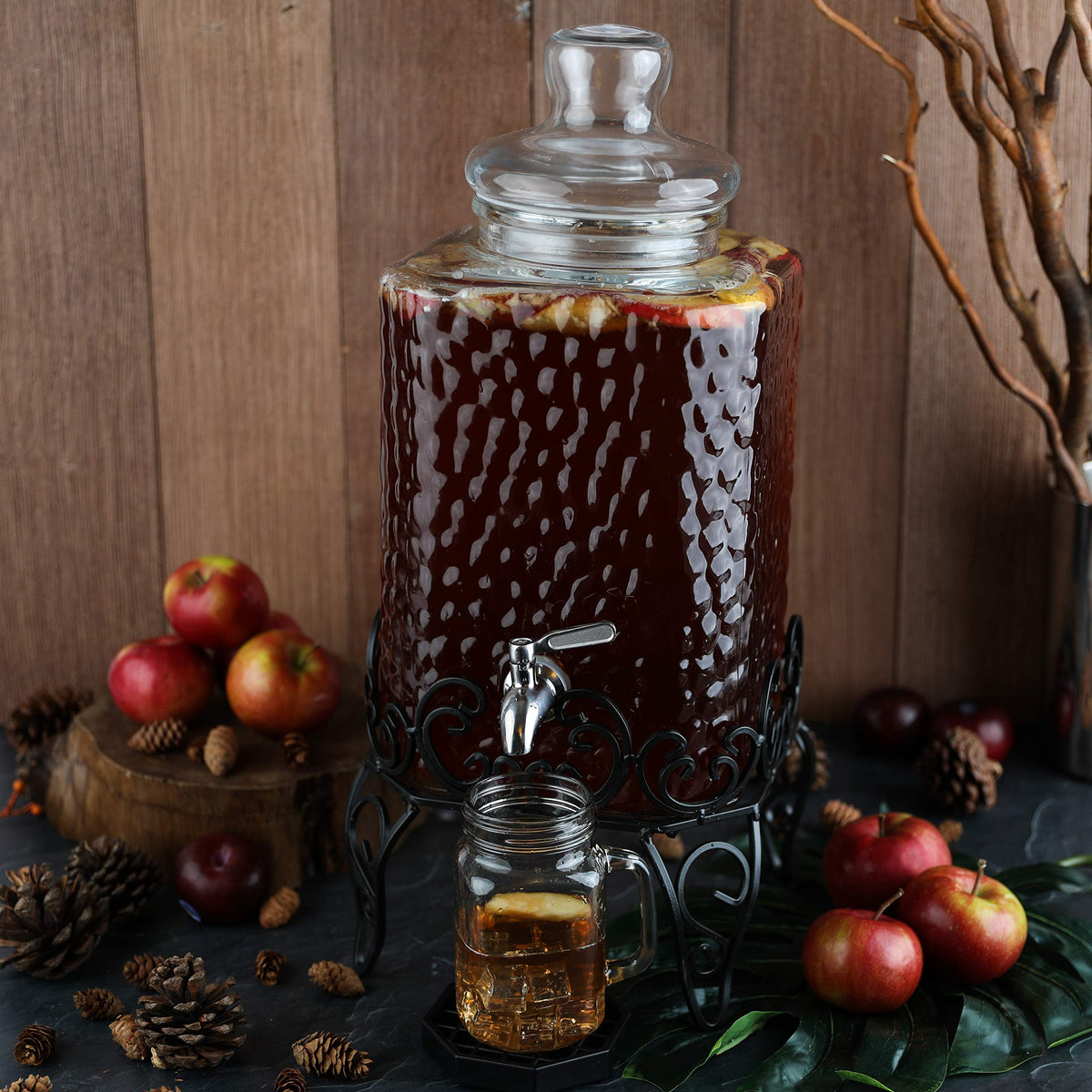 2.5 Gallon Glass Beverage Dispenser with Stand and Stainless Steel Spigot K368