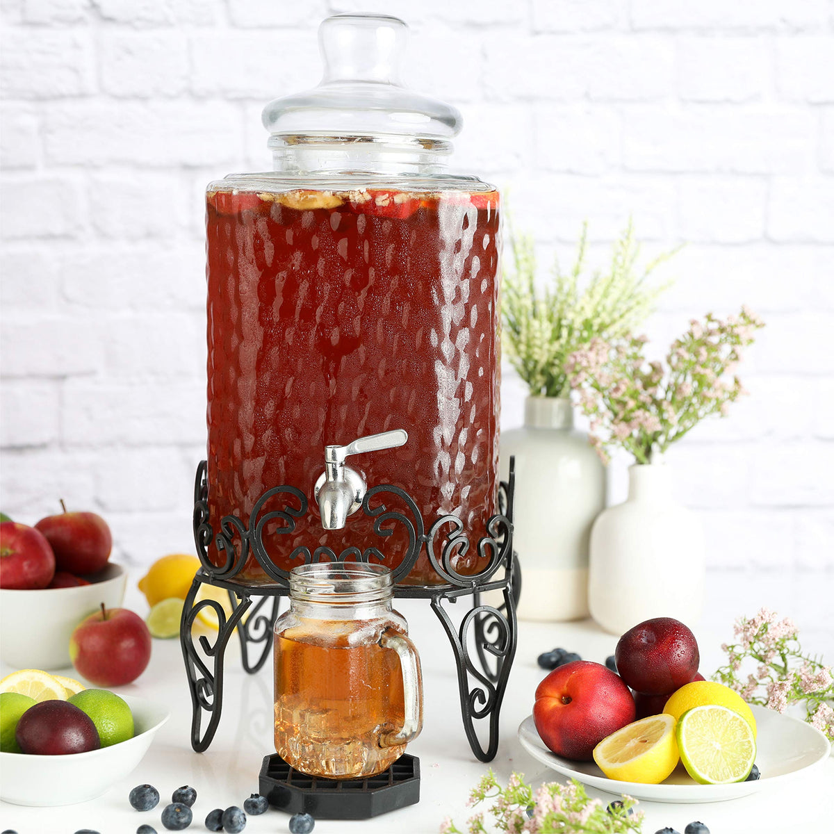 2.5 Gallon Glass Beverage Dispenser with Stand and Stainless Steel Spigot K368