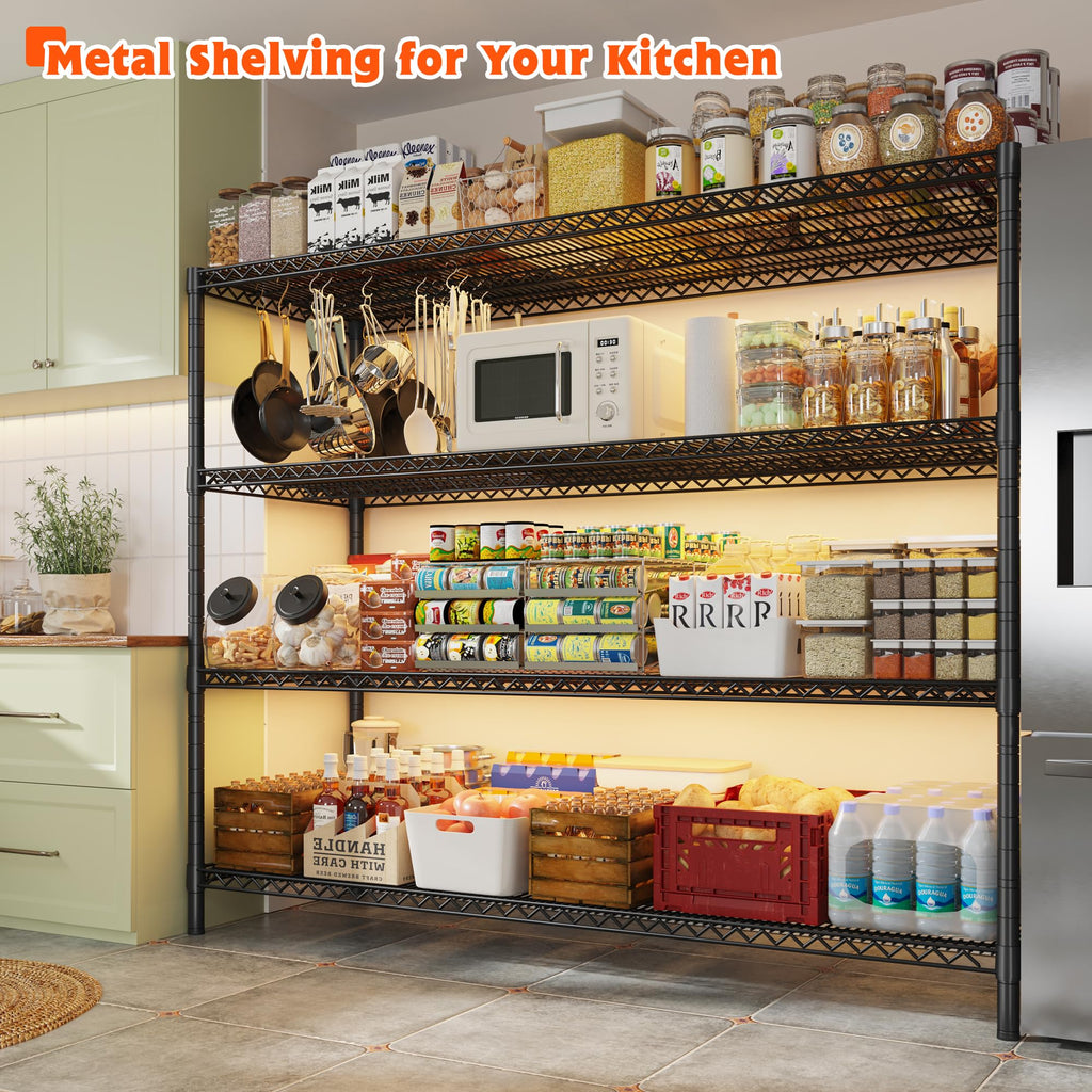 4-Tier Heavy Duty Metal Shelving Unit with Wheels N173