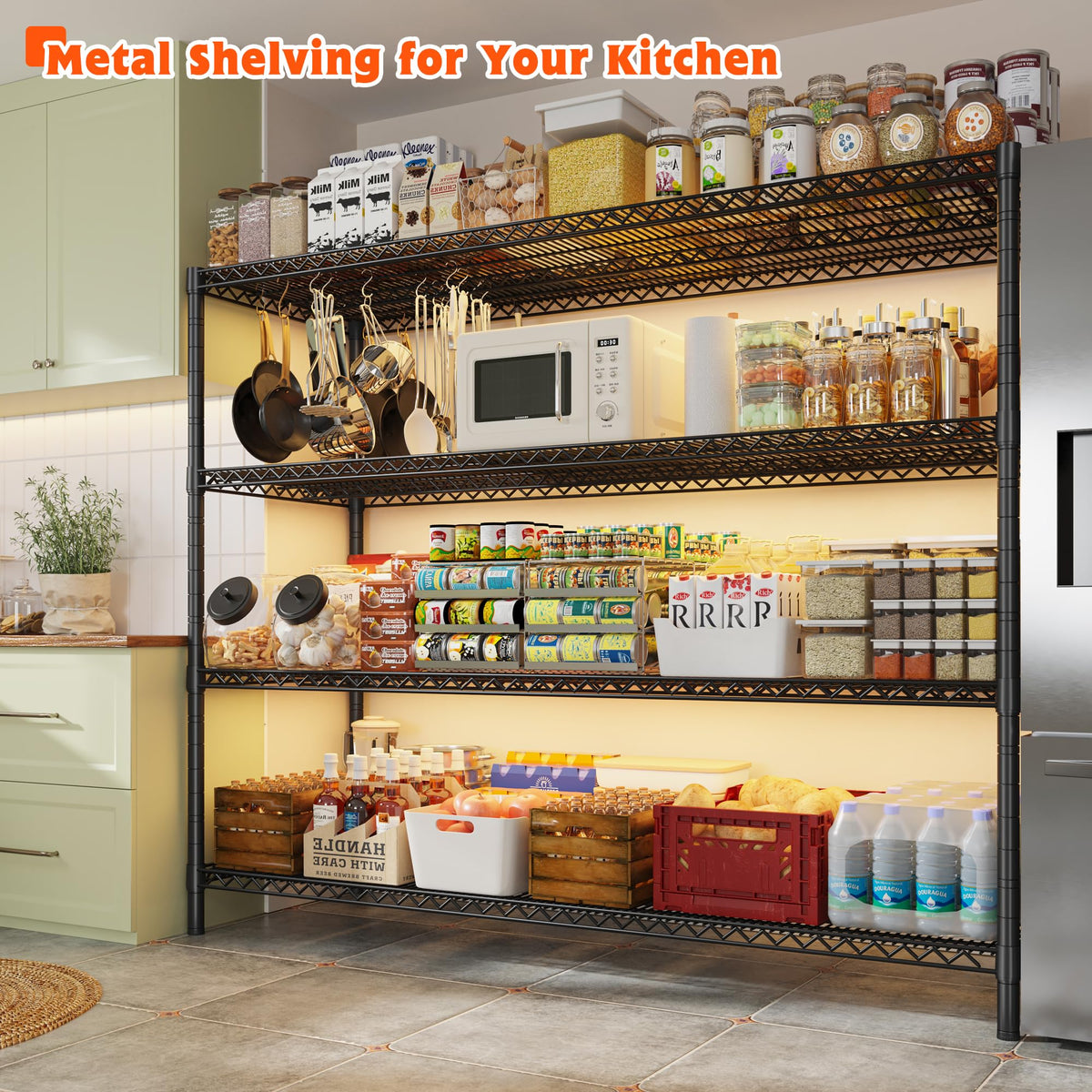 4-Tier Heavy Duty Metal Shelving Unit with Wheels N173