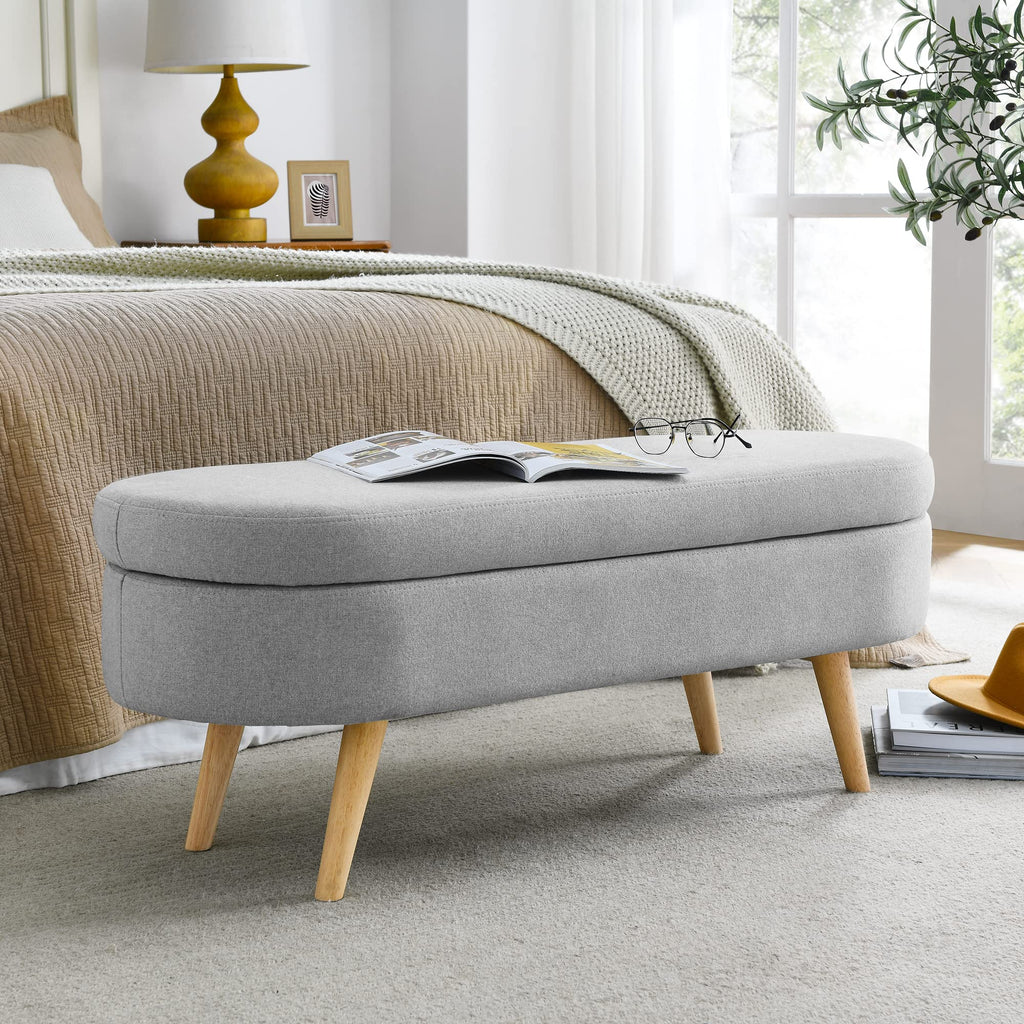 Oval Storage Bench with Rubber Wood Legs Z39340