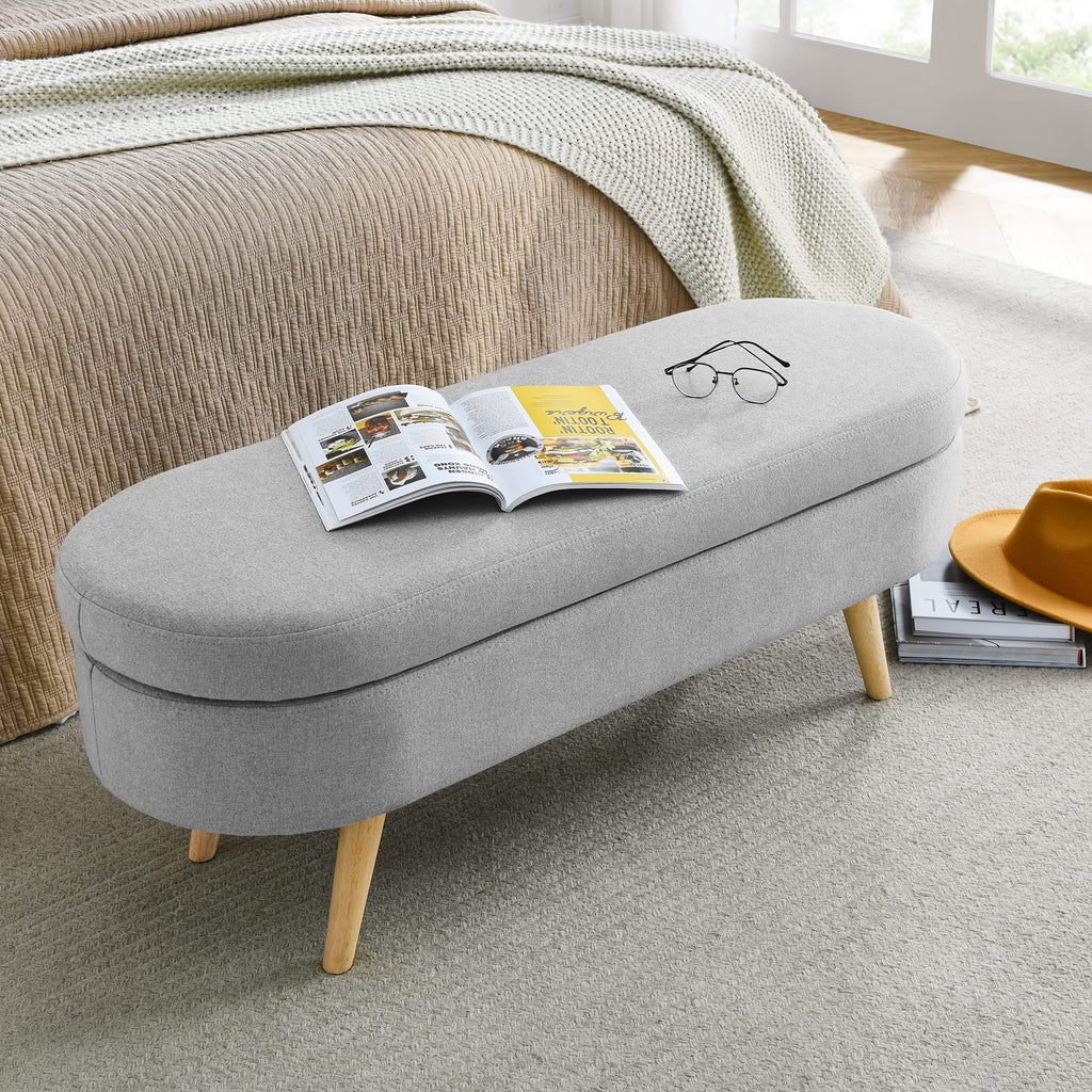 Oval Storage Bench with Rubber Wood Legs Z39340