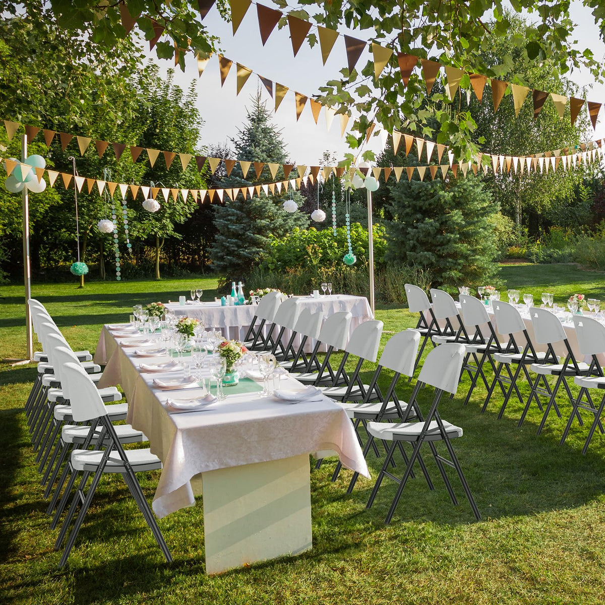 White 10 Pack HDPE Folding Chairs with Steel Frame I862