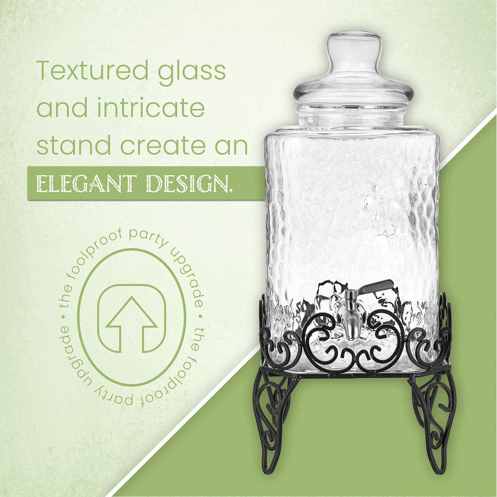 2.5 Gallon Glass Beverage Dispenser with Stand and Stainless Steel Spigot K368